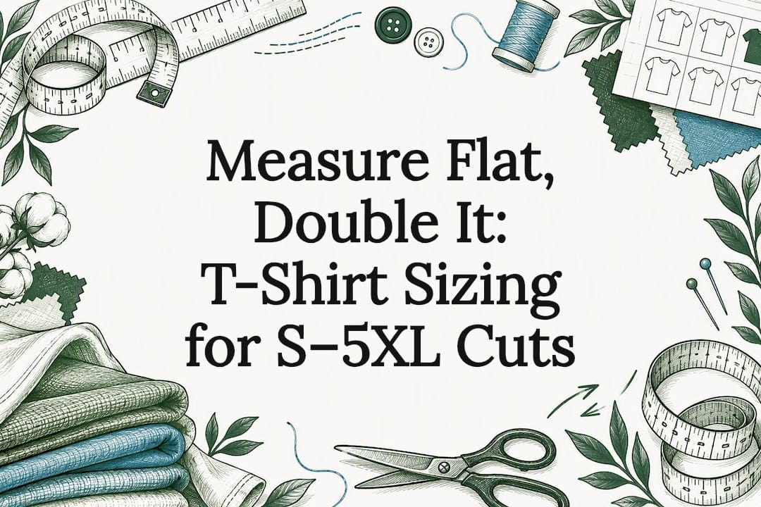 Decorative t-shirt sizing title card